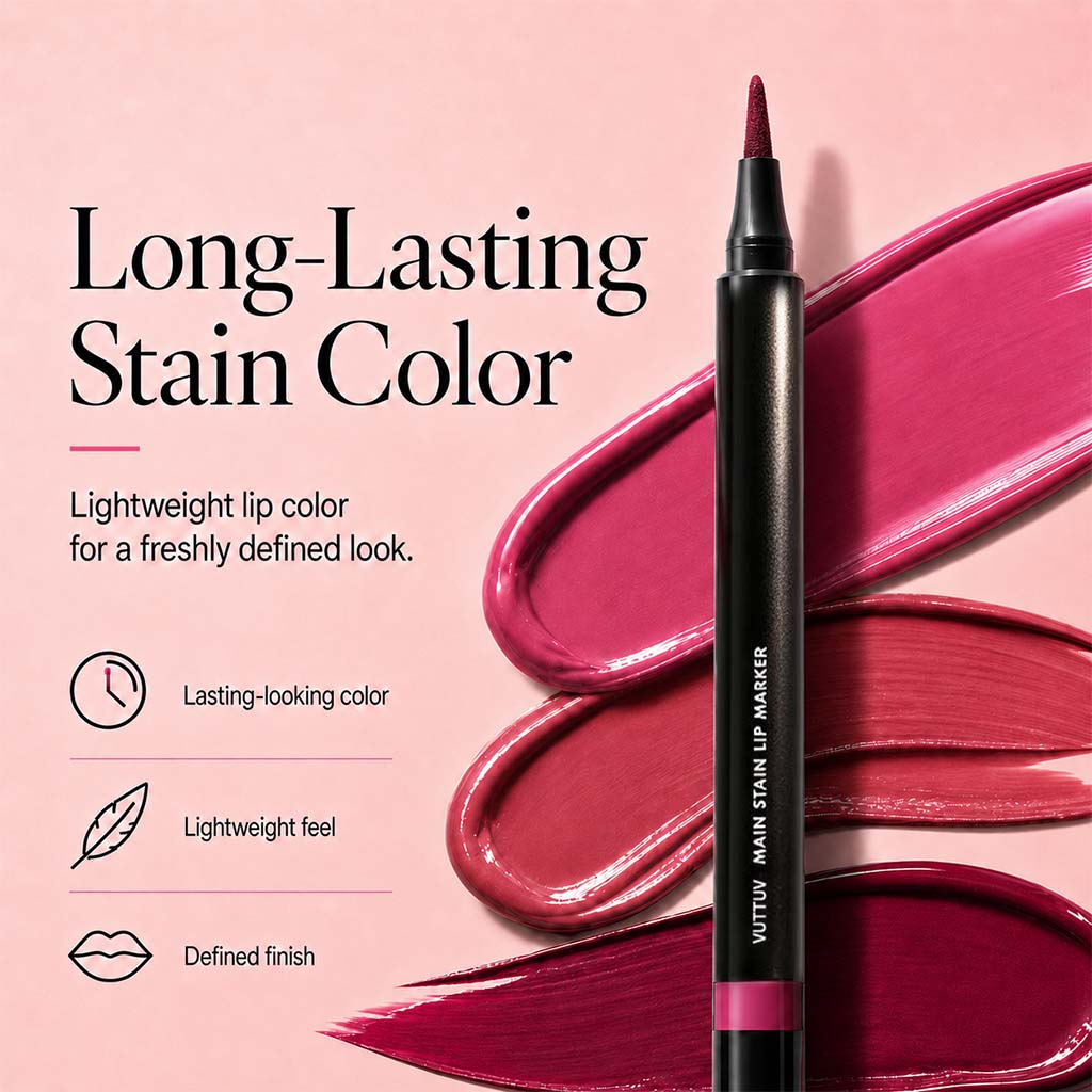 VUTTUV Main Stain Lipliner Marker, Long-Lasting Lip Stain Pen for Defining, Shaping & Filling Lips