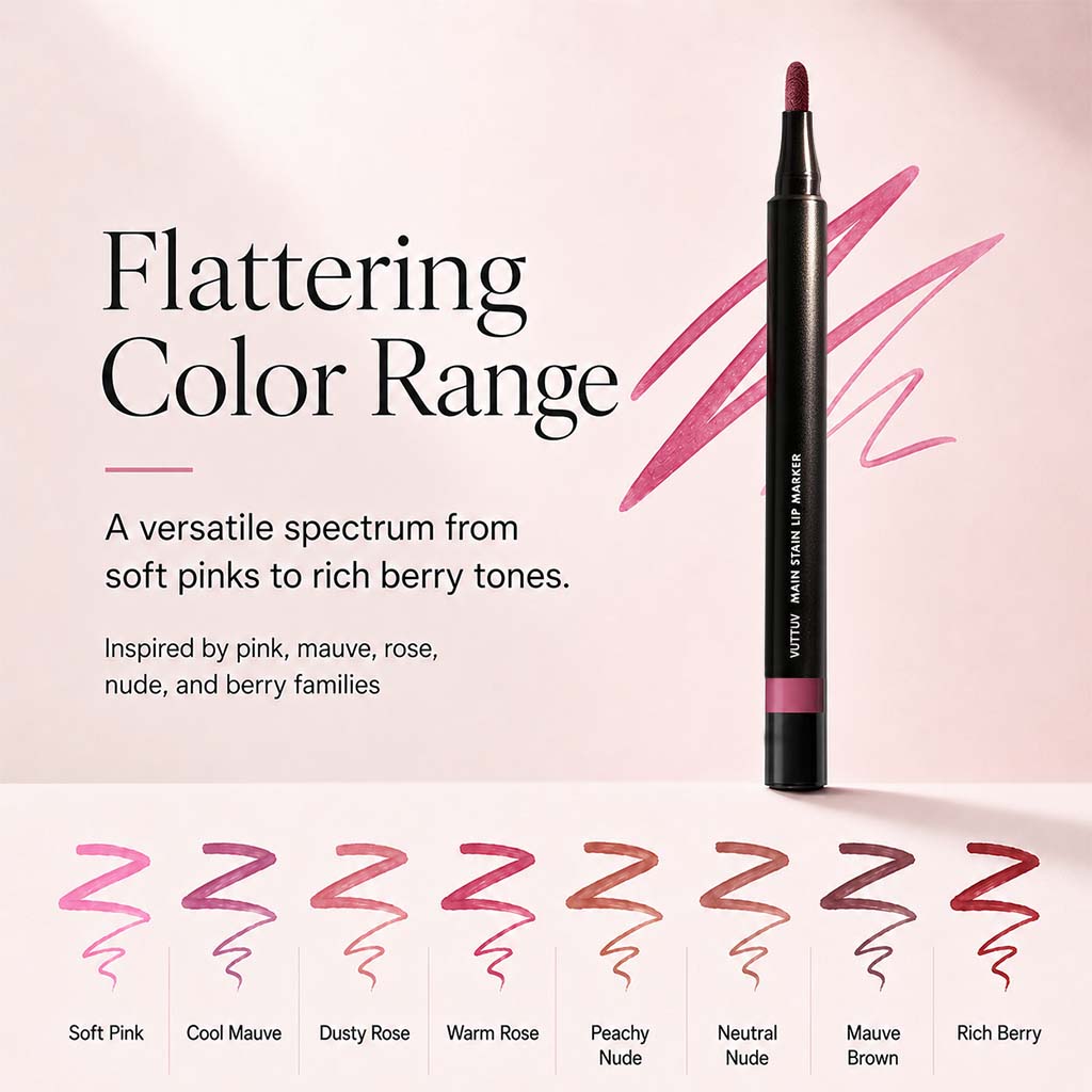 VUTTUV Main Stain Lipliner Marker, Long-Lasting Lip Stain Pen for Defining, Shaping & Filling Lips