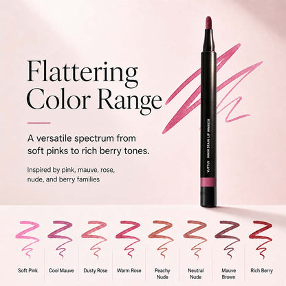 VUTTUV Main Stain Lipliner Marker, Long-Lasting Lip Stain Pen for Defining, Shaping & Filling Lips