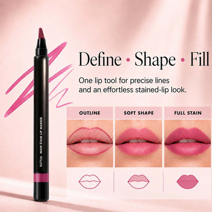 VUTTUV Main Stain Lipliner Marker, Long-Lasting Lip Stain Pen for Defining, Shaping & Filling Lips