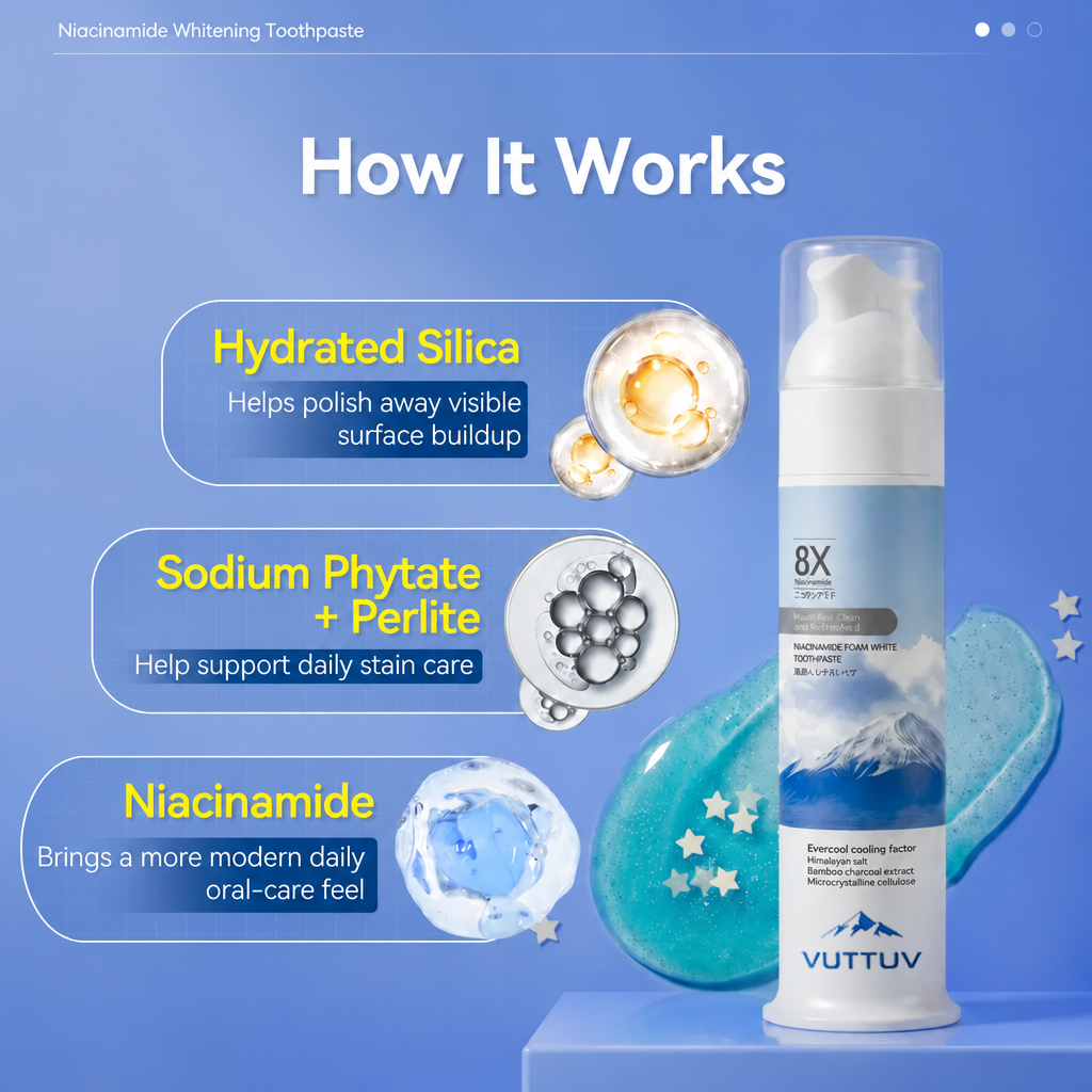【Family Value Pack】VUTTUV®Niacinamide Whitening Toothpaste for a Brighter, Fresher Smile
