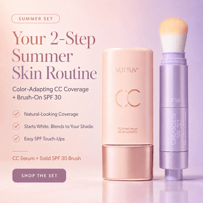 VUTTUV Summer Skin Essentials Set — CC Serum + Solid SPF 30 Sunscreen Brush