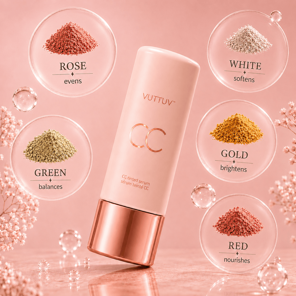 VUTTUV Summer Skin Essentials Set — CC Serum + Solid SPF 30 Sunscreen Brush