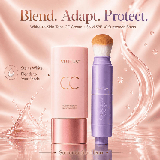 VUTTUV Summer Skin Essentials Set — CC Serum + Solid SPF 30 Sunscreen Brush